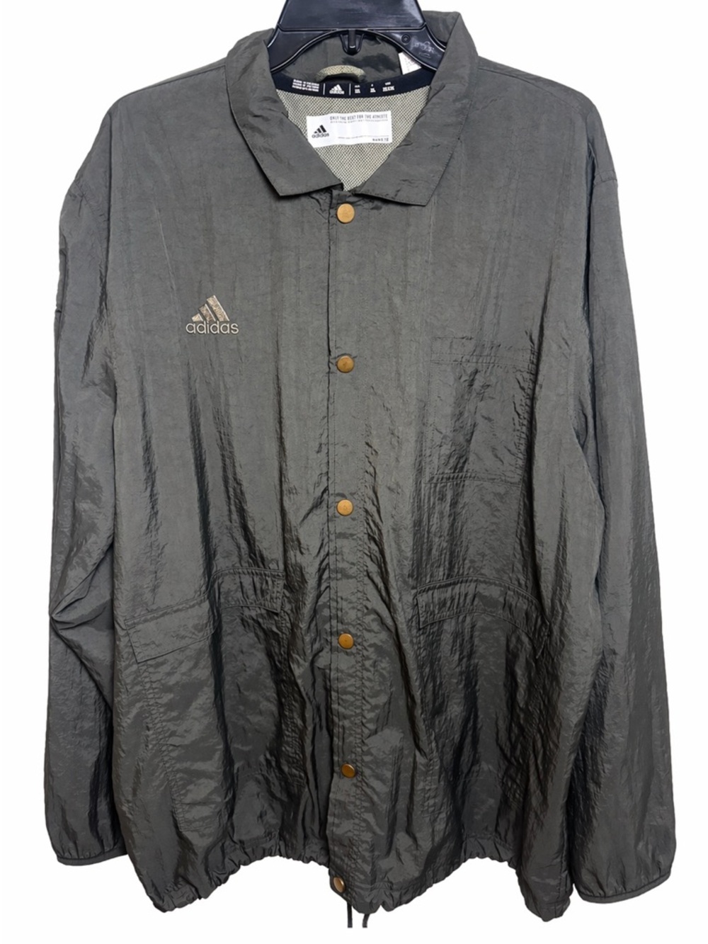 adidas Men's Dark Olive Lightweight Coach Jacket Size 2XL